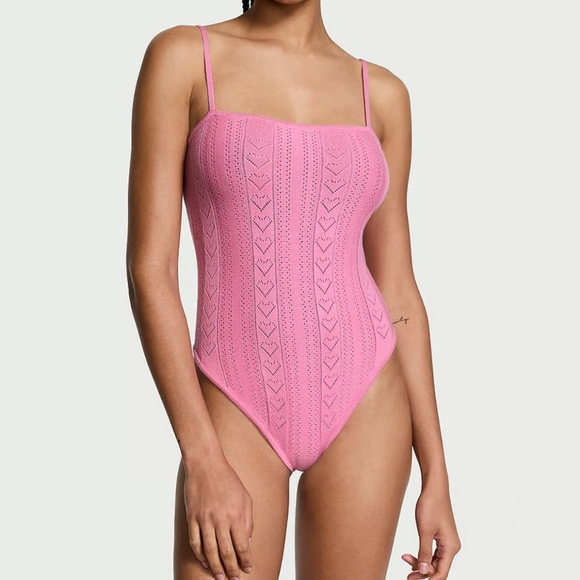 Victoria's Secret Tops - Victoria's Secret Luxe Heart Pointelle Bodysuit.